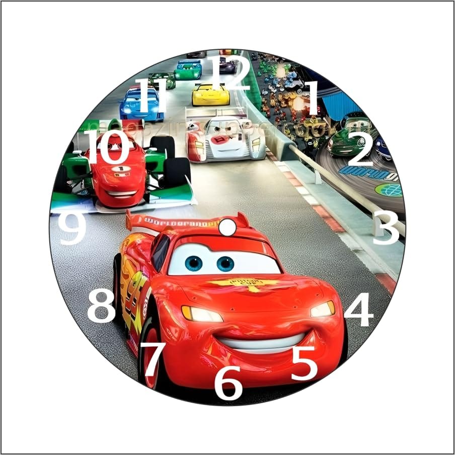The Magical Gifts Disney Cars Wall Clock Silent Non-Ticking Lightning McQueen Clock for Boys Bedroom Ideal Gift for Kids, Fans, and Car Enthusiasts (12 INCH)