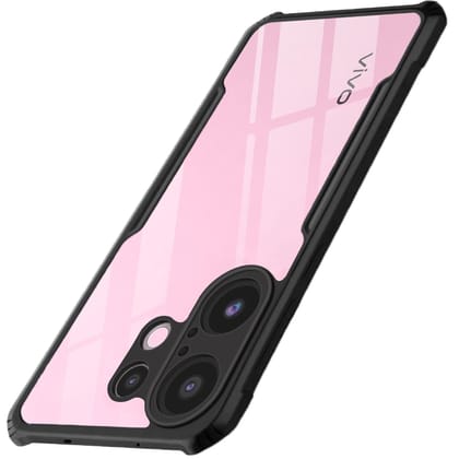 Shockproof Crystal Clear Back Cover Case for Vivo X200 FE 5G | 360 Degree Protection | Protective Design | Transparent Back Cover Case for Vivo X200 FE 5G (PC & TPU, Black Bumper)