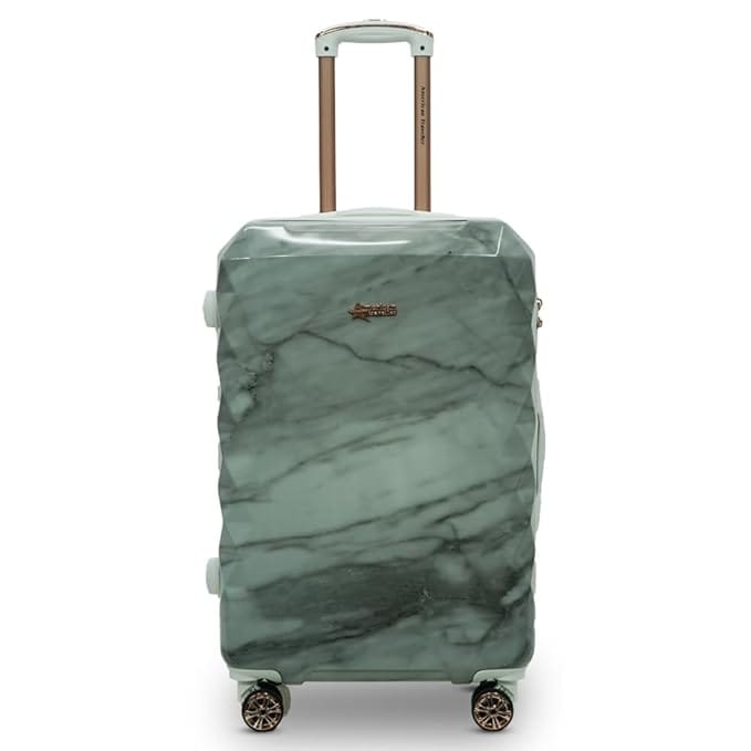 AMERICAN TRAVELLER Marble 2.0 Trolley Bag | Polycarbonate Hard Shell | Marble Finish with Gold Accents | 360 Spinner Wheels | TSA Lock | Travel Luggage | Polycarbonate Suitcase (20, Grey)