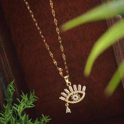Stainless Steel Evil Eye Pendent Chain Necklace - STNK 4963