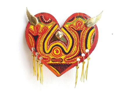 HANDCRAFTED WOODEN BROOCH- HEART WITH WINGS