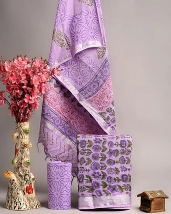 Linen Cotton Suits  Bagru Hand Block Printed Linen Suits With Zari BorderSize:-Top & Dupatta:- Linen Cotton  (2.50+2.50) mtrsBottom :-Cotton 2.50 mtrs