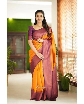 Zari Work Silk Saree With Blouse Piece