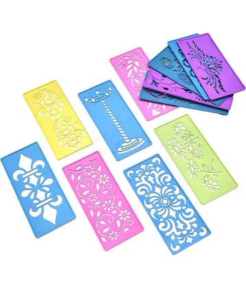 M.G ENTERPRISE DIY Plastic Rangoli Stencils For Floor and Wall PLS-I-12 Set of 12 pc (3 in x 7 in)