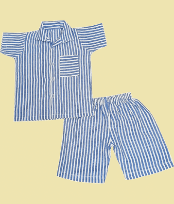 harshvardhanmart.com Pack of 1 Boys Cotton Shirt & Shorts Set ( Blue )