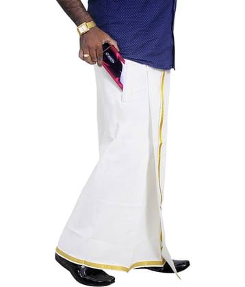 GOWRI TEX Cotton Blend Men's Dhoti White ( Pack of 1 )