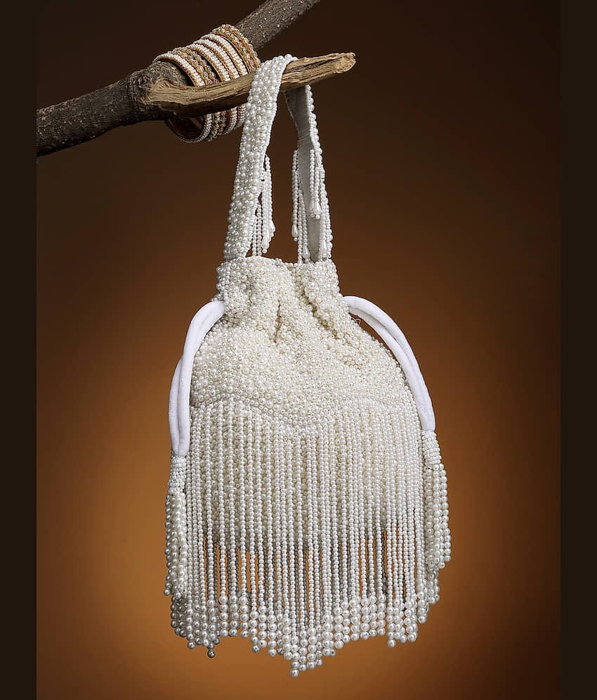 Anekaant Off White Velvet Potli