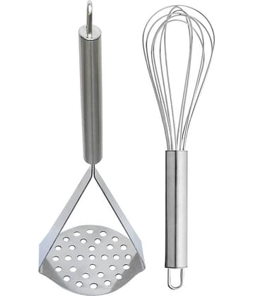 JISUN Stainless Steel Egg Whisk/Egg Beater And Potato Masher/Pav Bhaji Masher/Vegetable Masher Silver Kitchen Tool Set  (Silver)