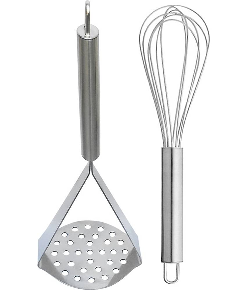 JISUN Stainless Steel Egg Whisk/Egg Beater And Potato Masher/Pav Bhaji Masher/Vegetable Masher Silver Kitchen Tool Set  (Silver)