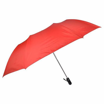 2 Fold Umbrella For Mens and Womens | Wind And RainProof Umbrella - 2 Fold With Auto Open And Close (Red Silver )