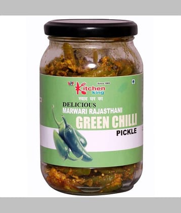 Kitchen King Since -1985 Delicious Marwari Rajasthani Green Chilli Pickle | Premium Pickle Jar | Mouth-Watering Pickle 500 g