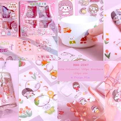 Cute Colourful Stickers (100 Pieces, Pink) | Creative DIY Decor & Journaling Set | Craft & Stationery Cute Colourful Stickers (100 Pieces, Pink) | Creative DIY Decor & Journaling Set | Craft & Stationery