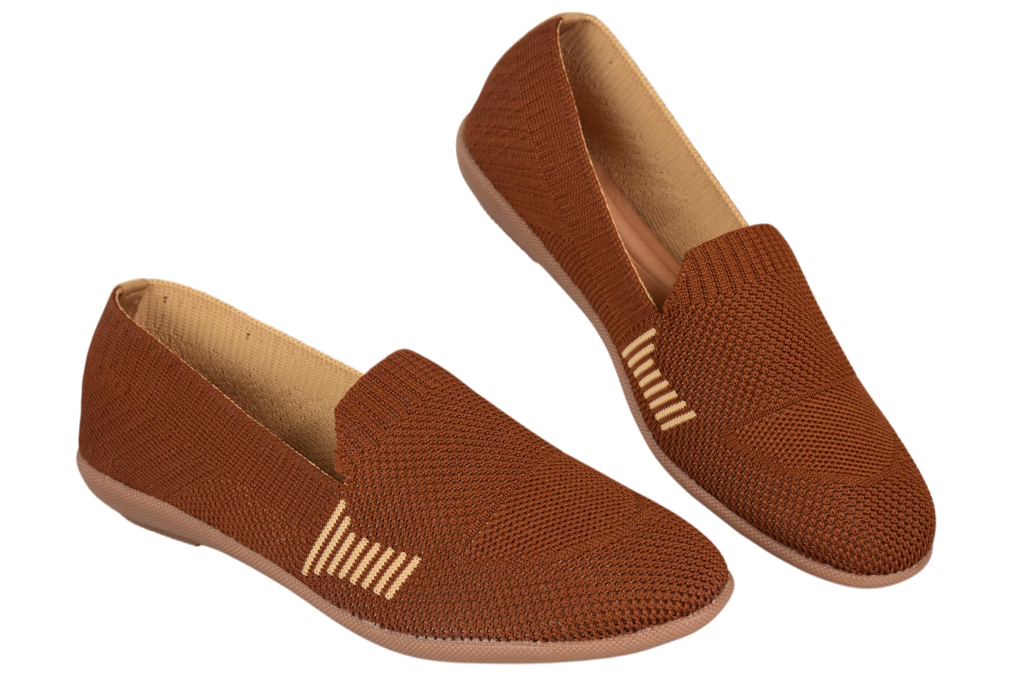 ELITE Women's Knit Ballet Flats | Comfortable Slip-On Loafers | Breathable Ribbed Design | Casual Walking Shoes