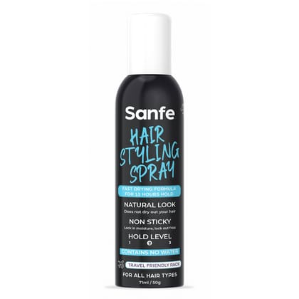 Sanfe Hair Styling Spray Fast Drying Formula, 12 Hours Hold Natural Look, Non-Sticky - 50gm Sanfe Hair Styling Spray Fast Drying Formula, 12 Hours Hold Natural Look, Non-Sticky - 50gm - Default Title