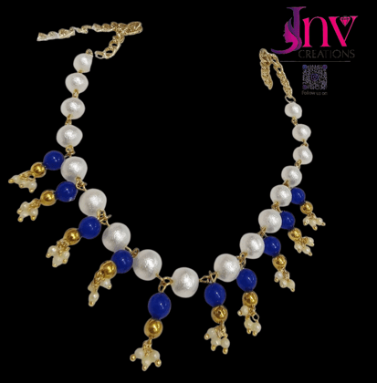 Pearl necklace- latkans available in all colours