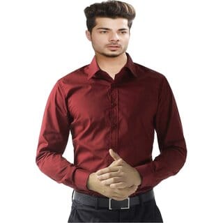Baleshwar Men Maroon Solid Casual Shirt (Pack of 1 )