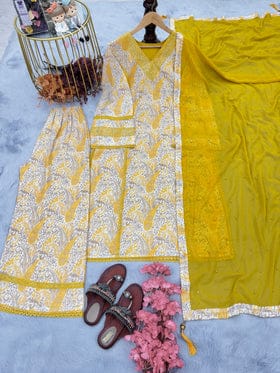 Designer Party Wear Look Top Plazzo & Dupatta Set Designer Party Wear Look Top Plazzo & Dupatta Set