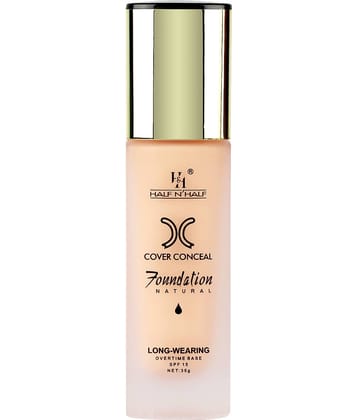 Half N Half Cover Concealer Foundation Natural Longwearing Overtime Base SPF 15, Light (35g)