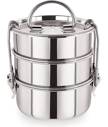 Neelam Clipper Tiffin Sada 7x3 Steel Lunch Box 3 Container (Pack of 1)