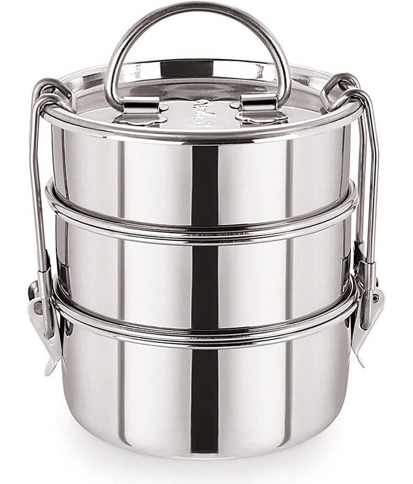 Neelam Clipper Tiffin Sada 7x3 Steel Lunch Box 3 Container (Pack of 1)