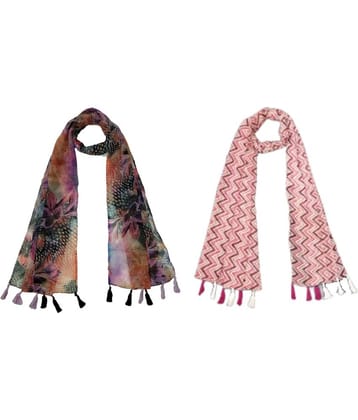 stolevilla Multi Printed Poly Cotton Yarn Stoles ( Pack of 2 )