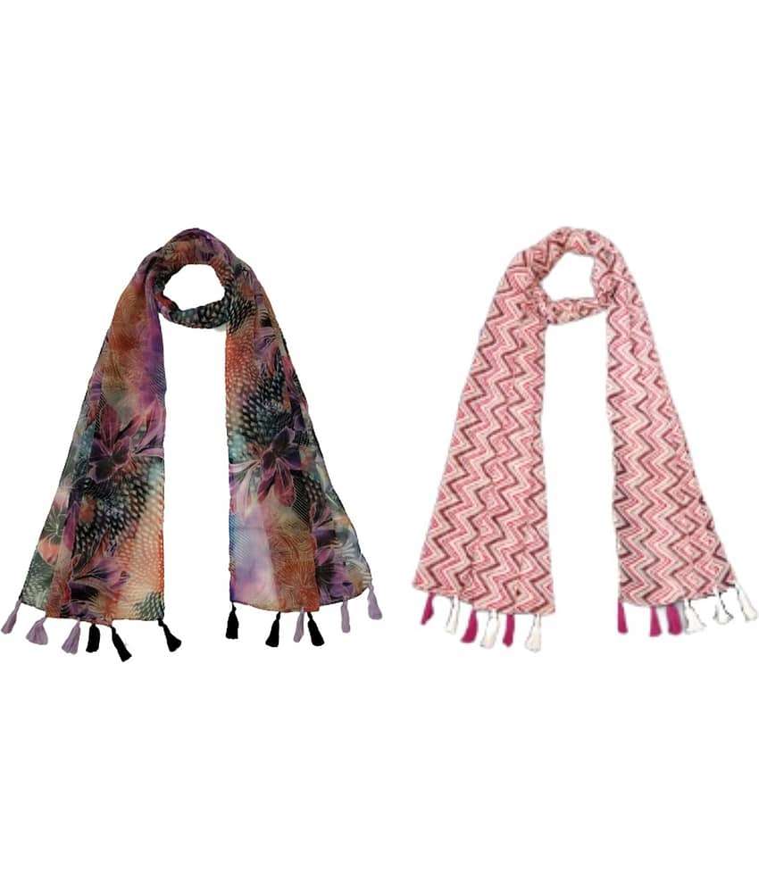 stolevilla Multi Printed Poly Cotton Yarn Stoles ( Pack of 2 )