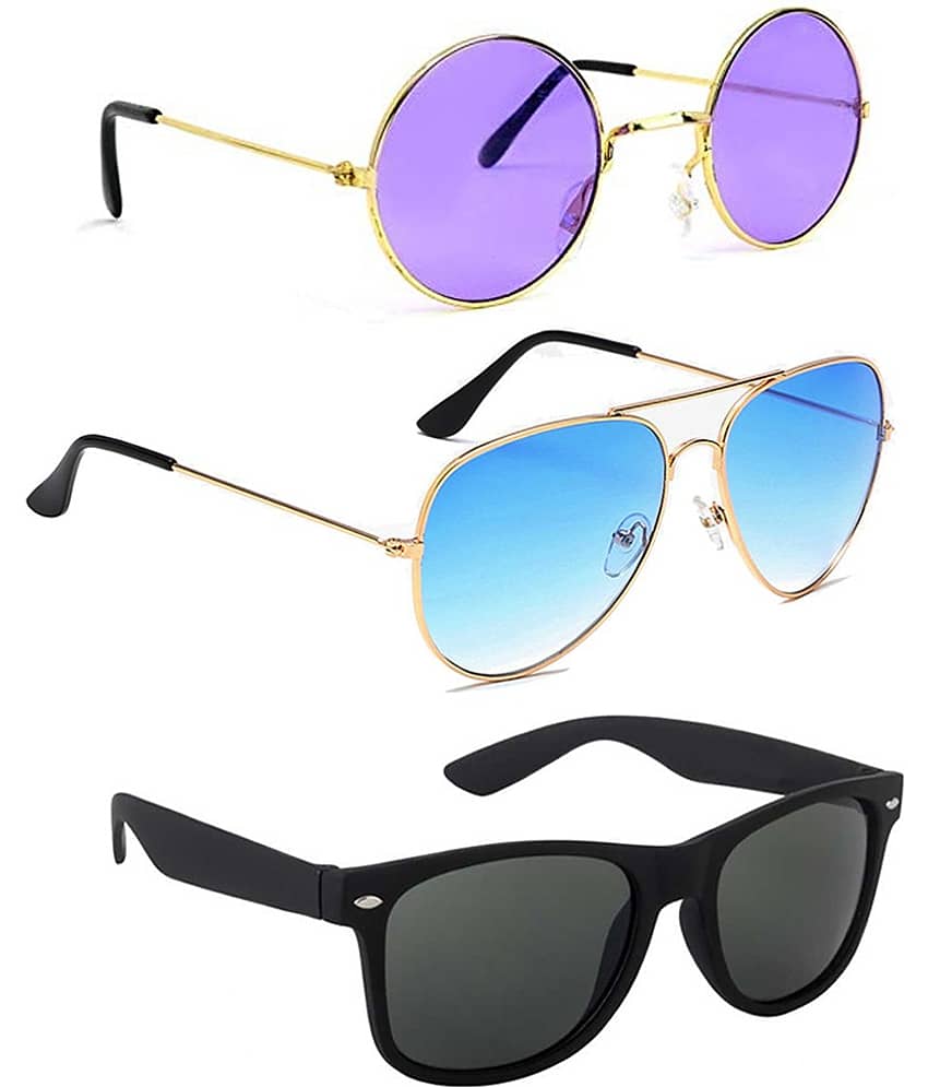 Elligator Multicolor Round Sunglasses ( Pack of 3 )