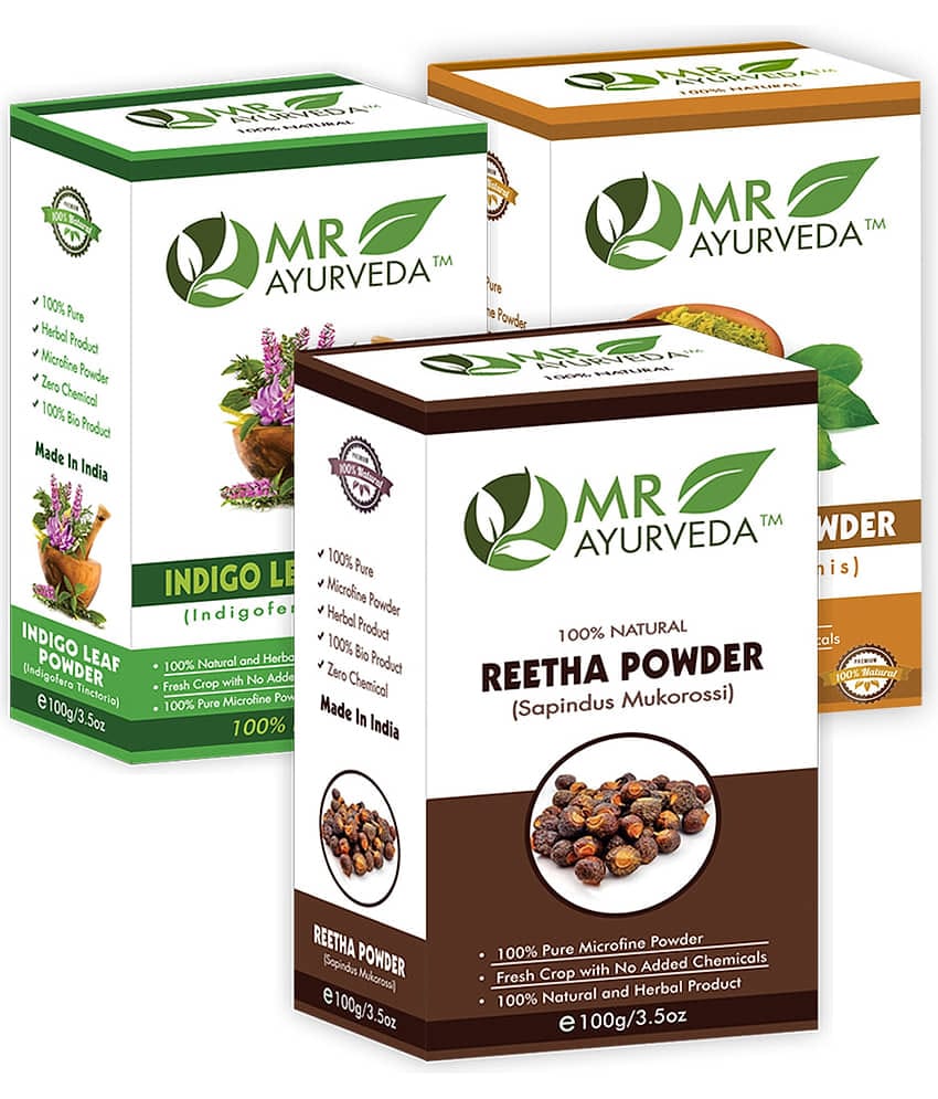 MR Ayurveda Indigo, Henna and Reetha Powder Hair Scalp Treatment 300 g Pack of 3