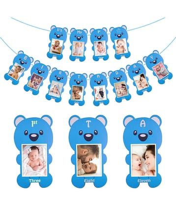 Zyozique Its My First Birthday Photo Banner Teddy 1 to 12 Month, Photo Banner for First Birthday, Photo Banner New Born to 12 Months (Pink)