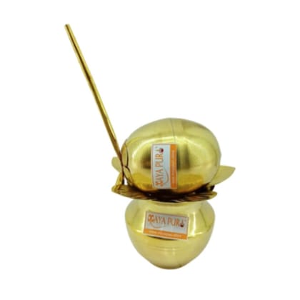 MAYAPURI Brass Mangal Kalash with Nariyal/Coconut & Mango Leafs for Puja, Diwali Pooja