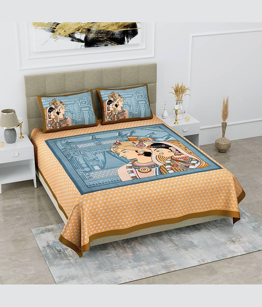 Cosito Cotton 1 Double Bedsheet with 2 Pillow Covers ( Brown )