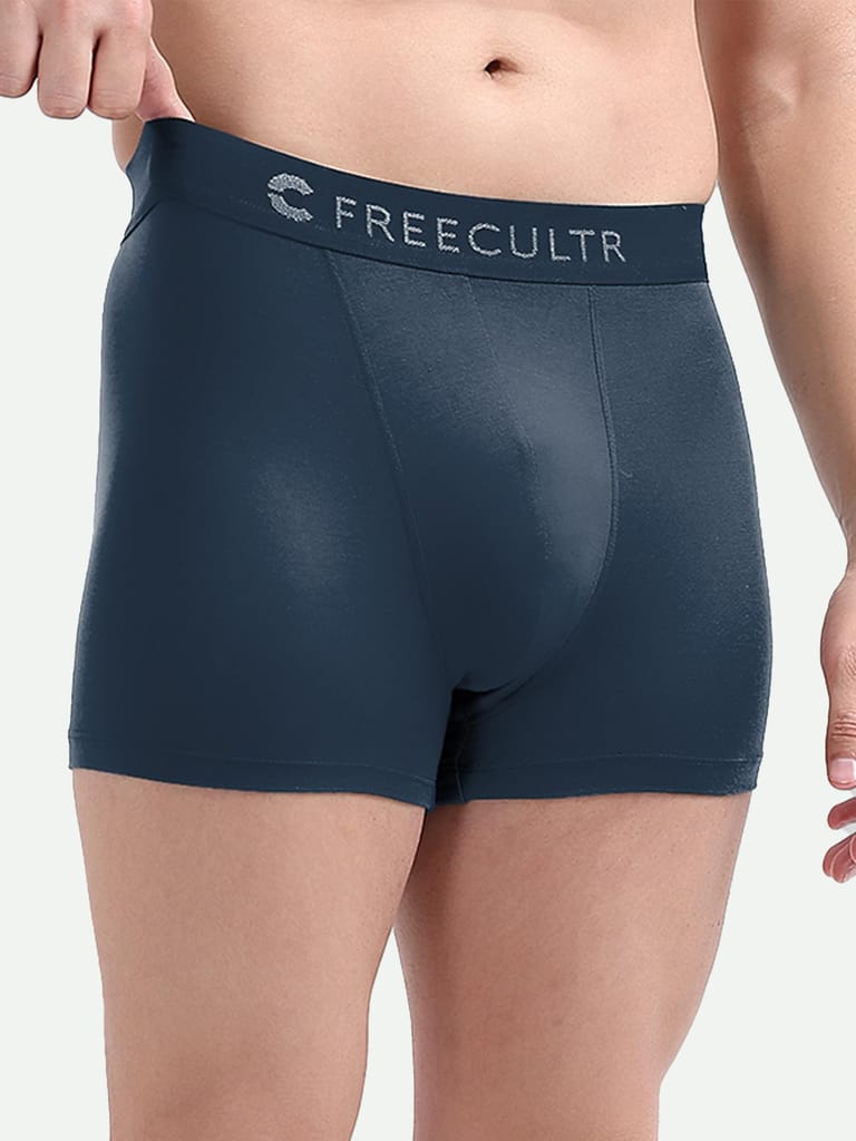 Freecultr Men's Underwear Anti Bacterial Micromodal Airsoft Trunk - Non Itch No Chaffing Sweat Proof - Pack of 1-Space Blue