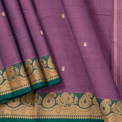 Lavender And Green Chettinad Cotton Saree PV SK CC 243