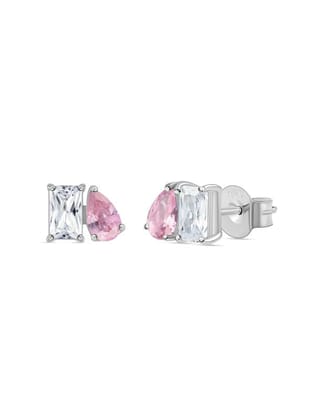 Toi Et Moi Baguette Pear Pink Earrings