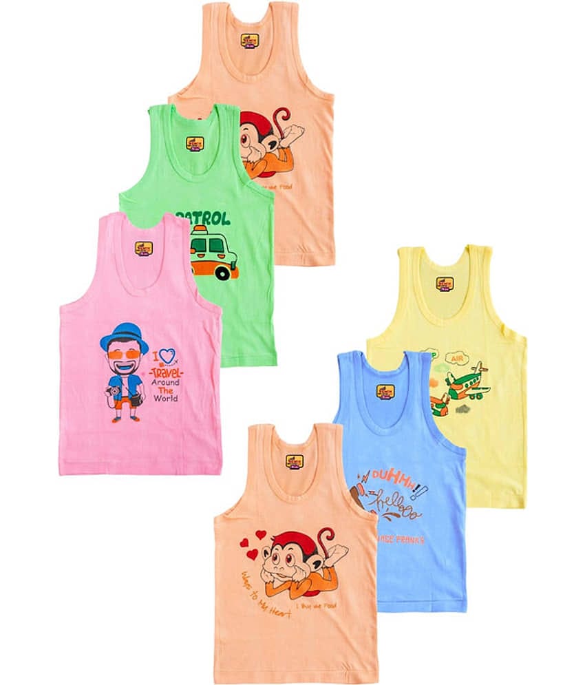 Renox Pack of 6 Boys Cotton Vest ( Multicolor )