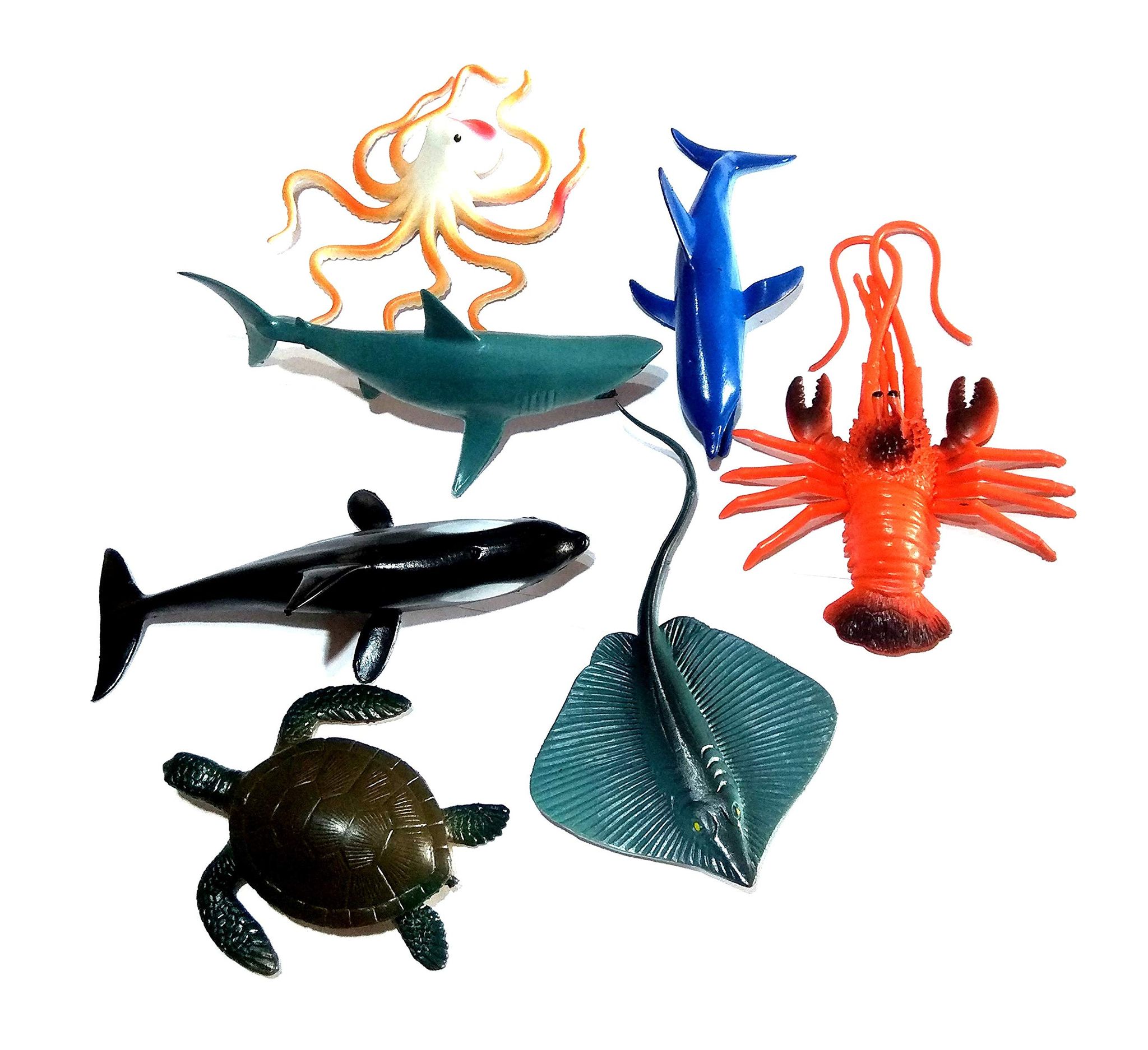 Nawani Water World 07 Pic Water Animal/Marine Animals Figures Set for Kids(Multi Colour) Size -17/8 cm