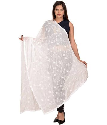 Raj White Chiffon Hand Embroidered Dupatta