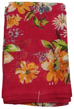 Red Floral Silk Saree with Blouse