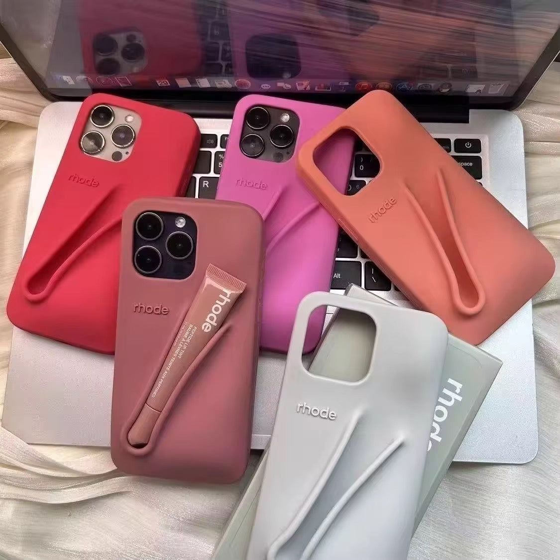 3D Lip Gloss Luxury Rubber Silicone iPhone Case-iPhone 13 Pro / Espresso