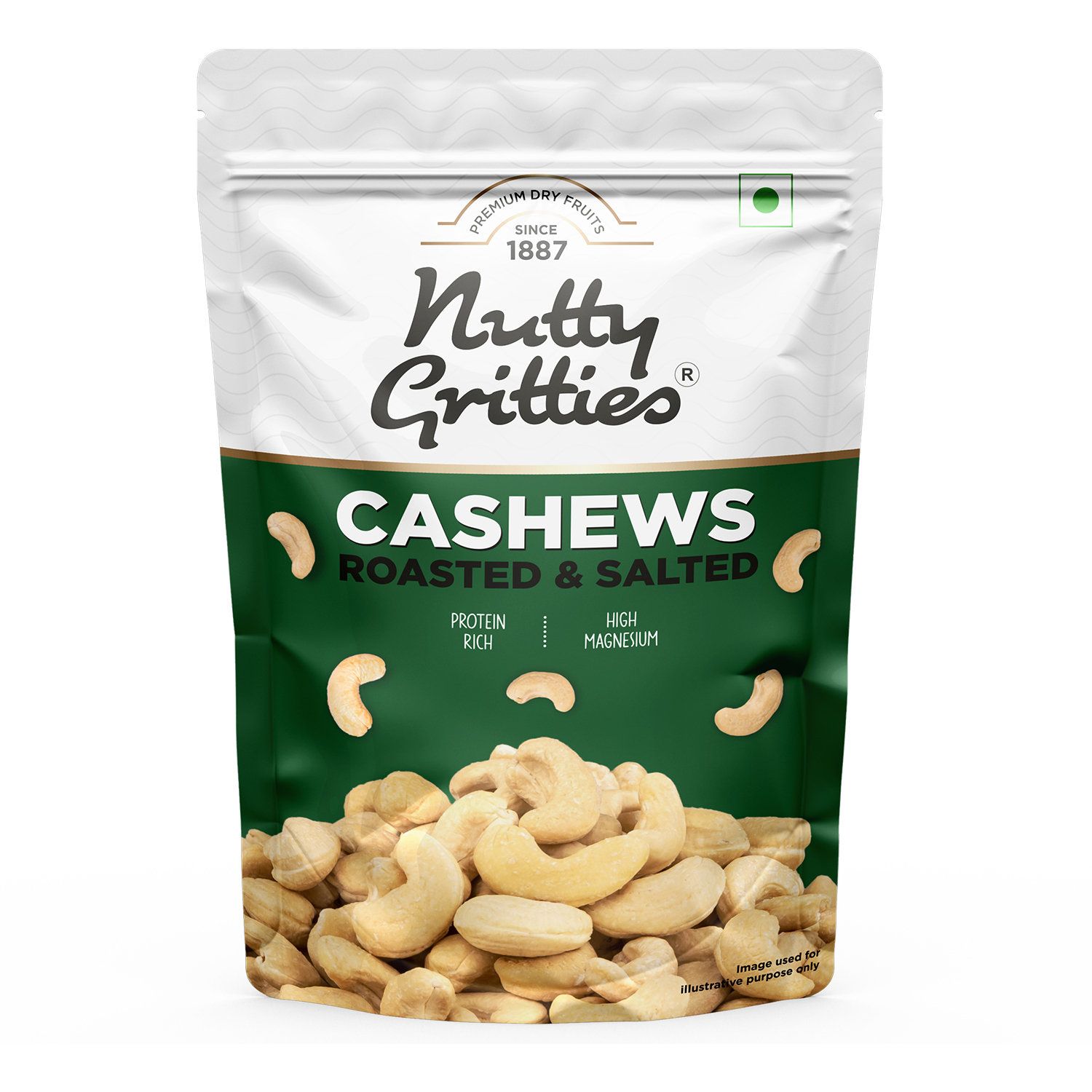 Nutty Gritties Premium Jumbo Size Cashews - Roasted and Lightly Salted | W240, 200 gm
