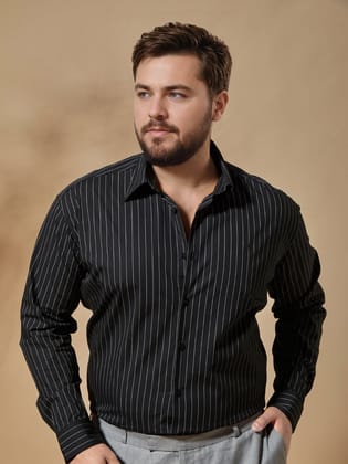 Aldeno Plus Men Black Casual Shirt (PELLY)-XXL
