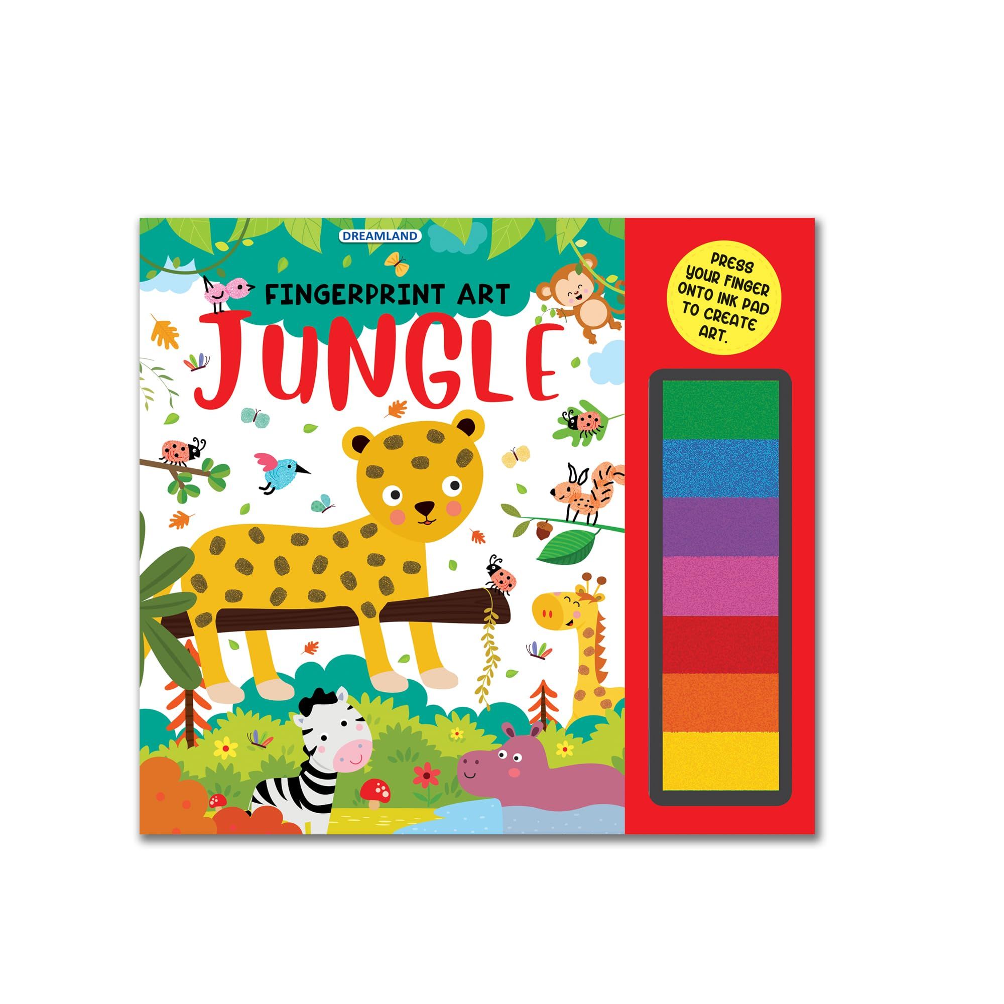 Jungle Fingerprint Art Activity Book for Children Age 4 - 9 years with Thumbprint Gadget|Colouring Book for Kids [Paperback] Dreamland Publications