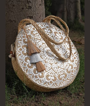 Anekaant Tote Bag Jute Set of 1 ( Beige )