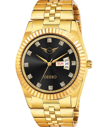 OHHO Gold Stainless Steel Analog Men's Watch