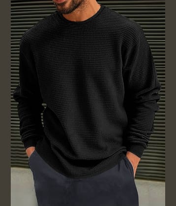 Eyebogler Men Cotton Blend Regular Fit Solid T-Shirt ( Black )