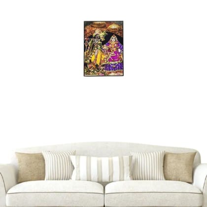 MAYAPURI Iskcon Radha Krishna Framed, Religious Painting | Home Decorative (7 X 5 Inch) black