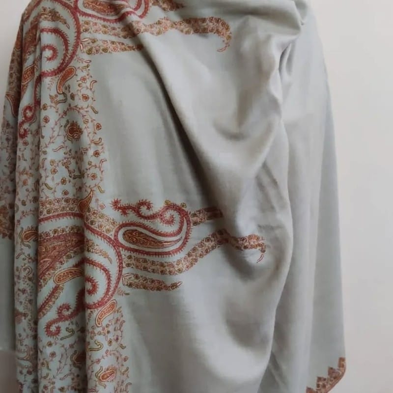 Pure Pashmina Saree with Handcrafted Sozni Embroidery – Timeless Kashmiri Elegance | Heritage Designs Inc