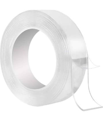 Colourtales Double Sided Adhesive Silicon Tape Transparent Heavy Duty Heat Resistant Multipurpose Removable Traceless Mounting Tape for Walls- Washable Reusable Strong Sticky Nano Strips Grip Tape
