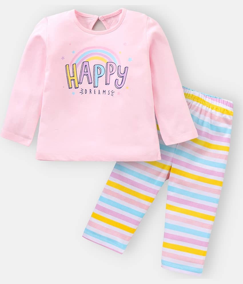 mustmom Pack of 1 Baby Girls Cotton Blend T-Shirt & Trouser ( Pink )