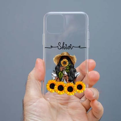 Personalized Cute Girl Transparent Silicon Case Customised with Name for Oppo, Vivo, Redmi, Realme, Poco, Mi, OnePlus, Samsung, iPhone, and More - design 69
